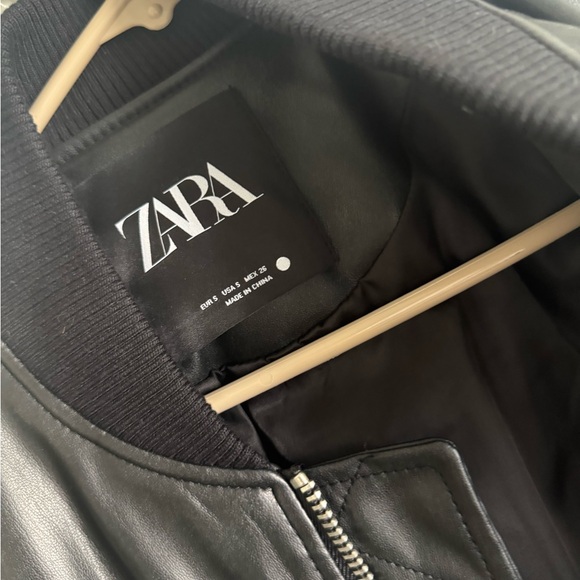 ZARA Black Faux Leather Bomber Jacket – NEW w/ Tags - Picture 4 of 6